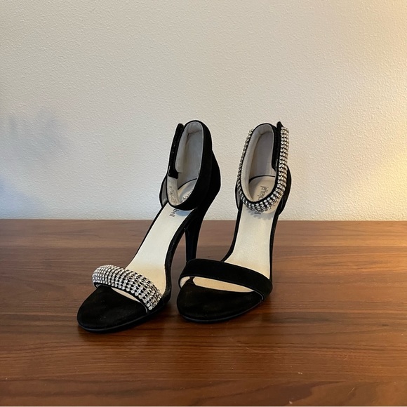 Jeffrey Campbell Black Crystal Embellished Heels Size 8 Lindsay - Picture 2 of 4